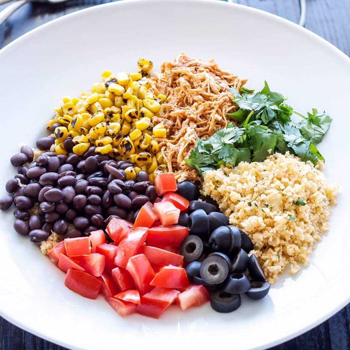 Chicken Enchilada Cauliflower Rice Bowls