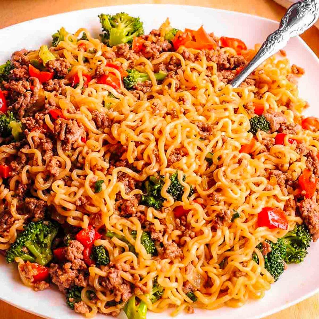 Ramen Noodles Stir Fry with Beef