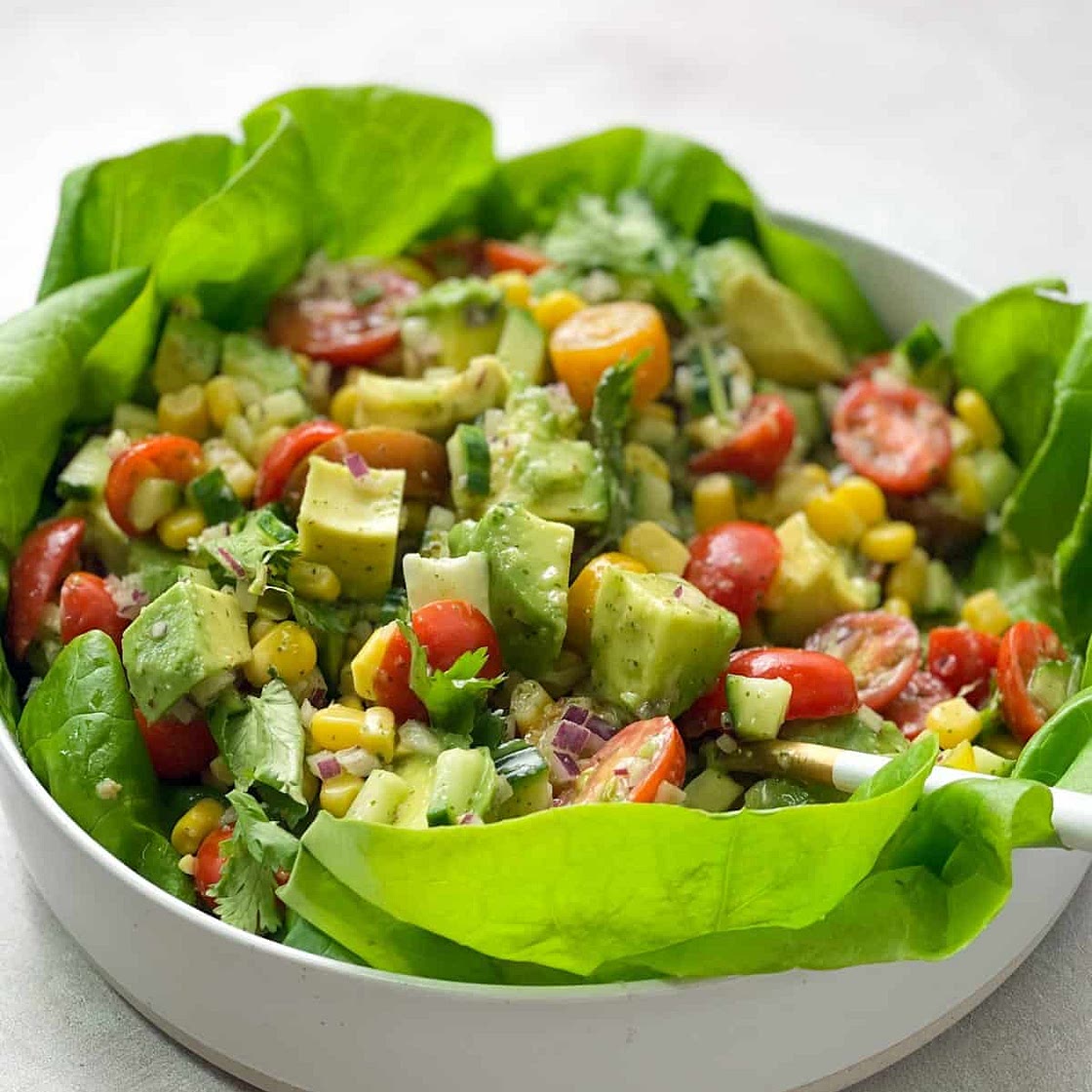 Avocado Salad with Lime Cilantro Dressing