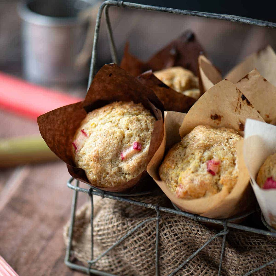 Sour Cream Rhubarb Muffins