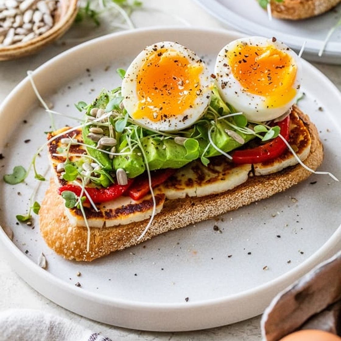 Avocado Toast with Halloumi and Soft-Boiled Egg