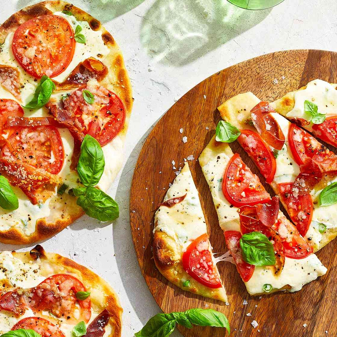 Naan Bread Margherita Pizza with Prosciutto