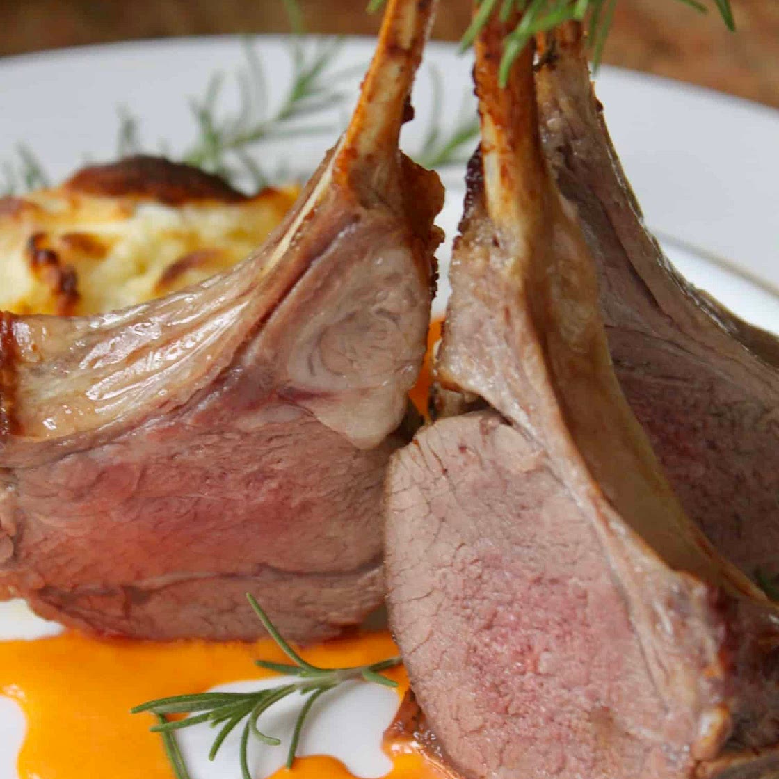 Rack of Lamb with Red Bell Pepper Butter Sauce