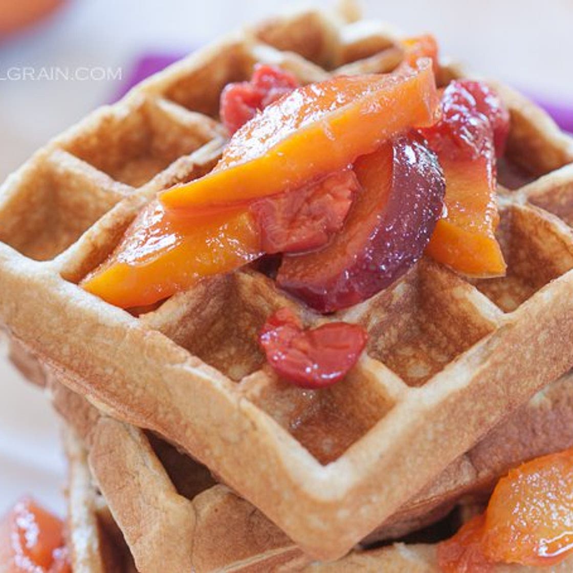 Macadamia Waffles with Fruit Syrup