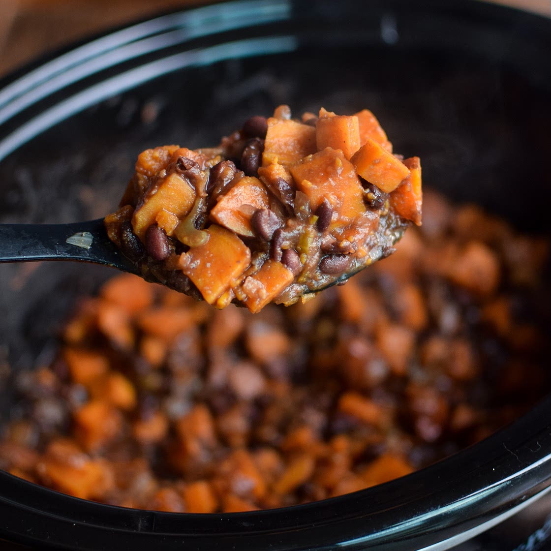 BBQ Black Bean Slow Cooker Sweet Potatoes