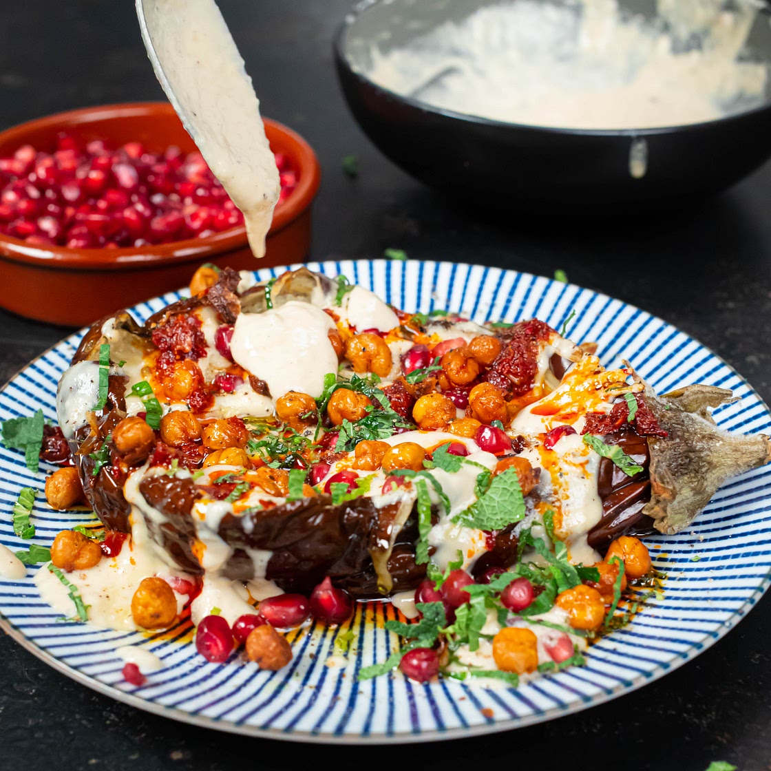 Mob's Tahini Stuffed Smoky Aubergine
