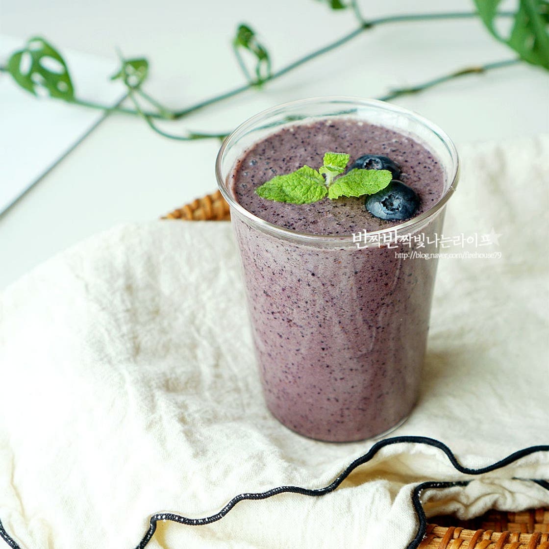 블루베리주스 블루베리 요거트 스무디 만들기 블루베리우유
