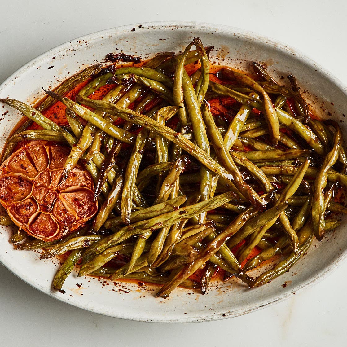 Slow-Cooked Green Beans With Harissa and Cumin