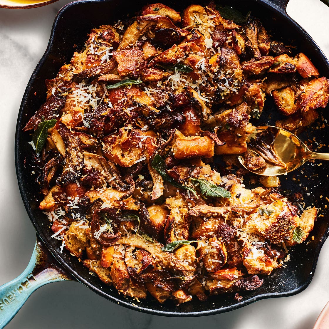 Skillet Stuffing with Italian Sausage and Wild Mushrooms