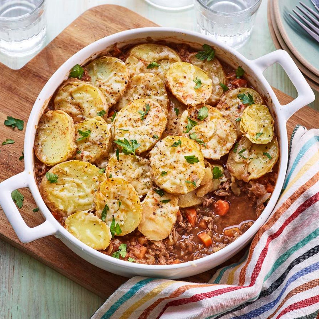Microwave beef mince and lentil hotpot