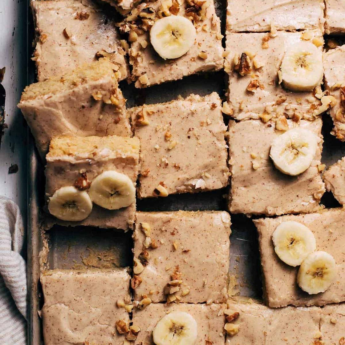 Brown Butter Frosted Banana Bread Bars