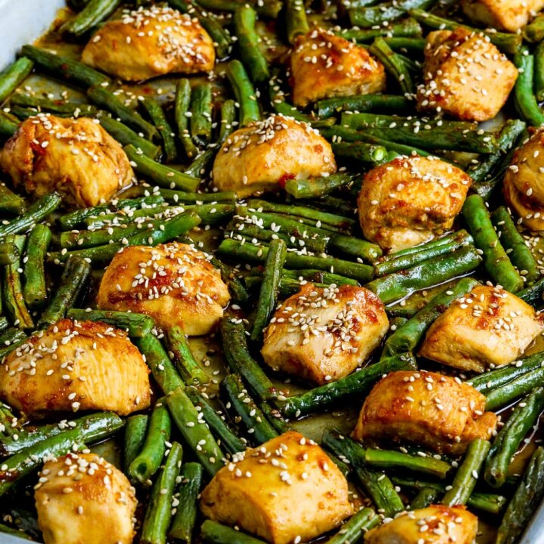 Asian Chicken and Green Beans Sheet Pan Meal