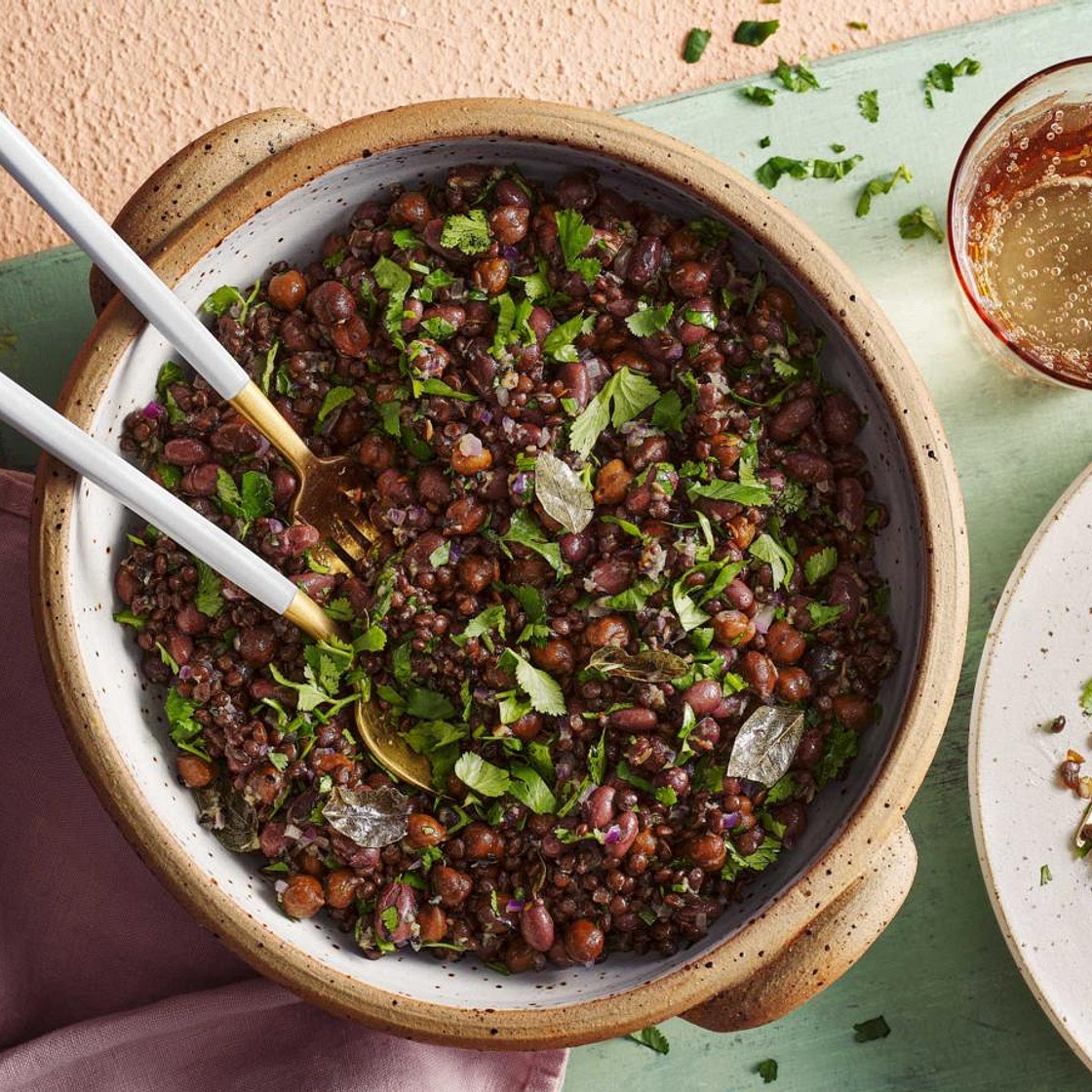 Black lentil tarka salad