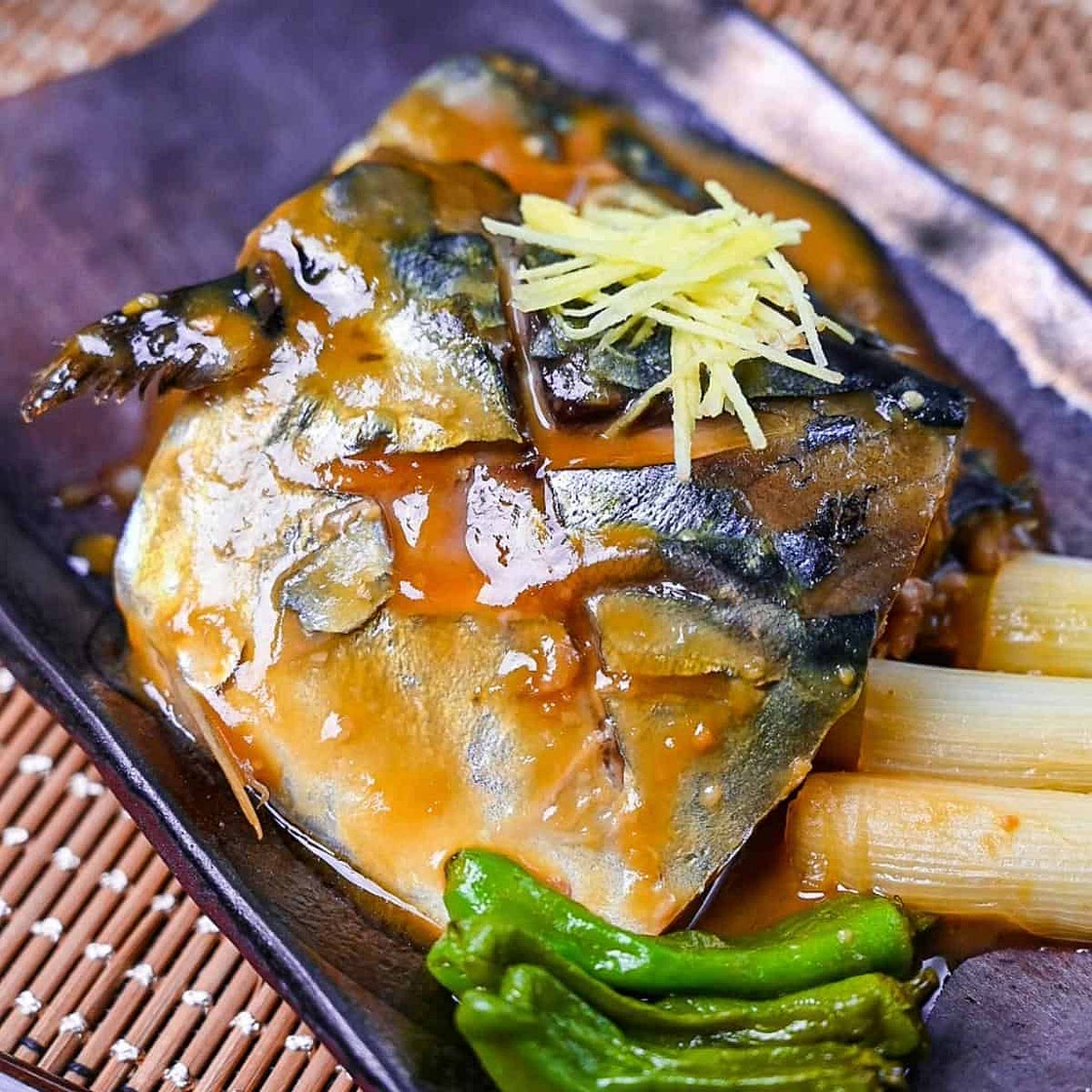 Simmered Miso Mackerel (Saba no Misoni)