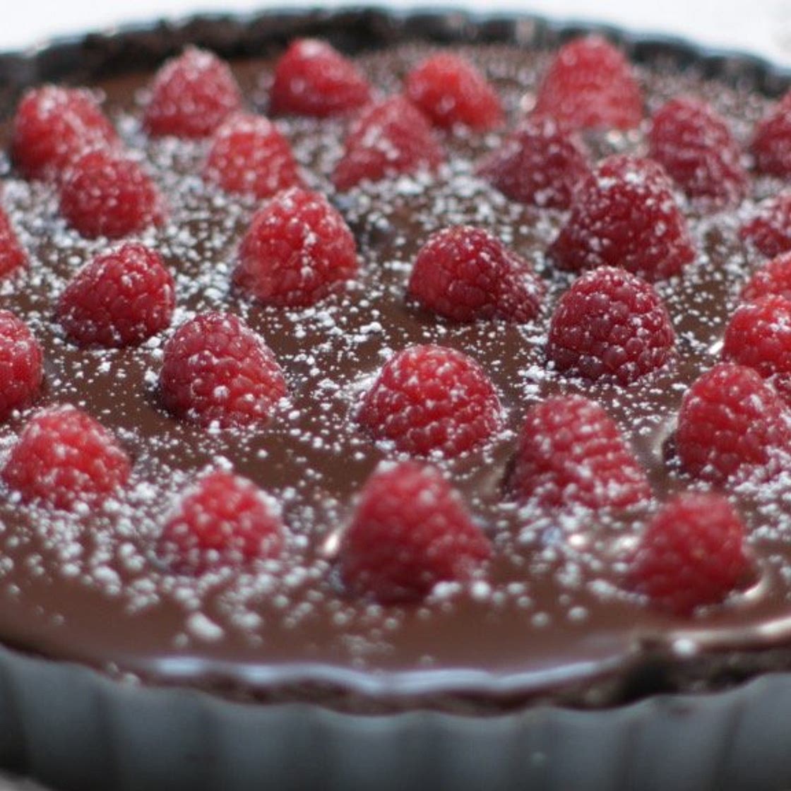 No Bake Chocolate Raspberry Tart