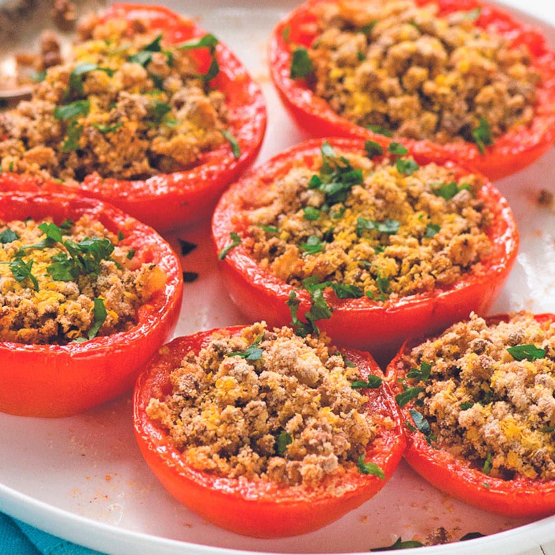 Baked Tomatoes with Lentils