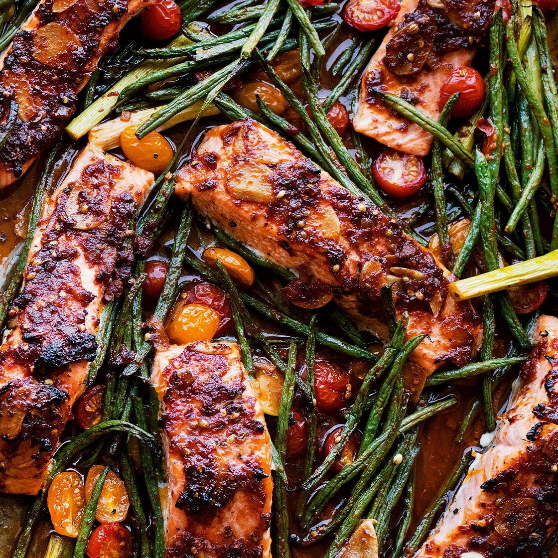 Puttanesca-style salmon bake