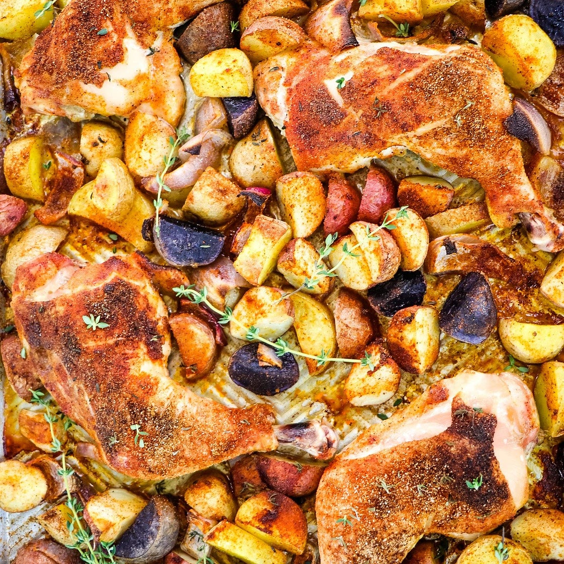 Savory Oven Baked Chicken Leg Quarters with Potatoes