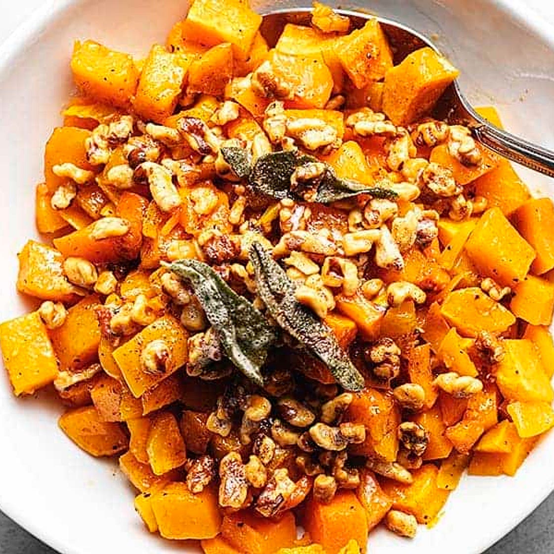 Roasted Butternut Squash with Brown Butter Walnuts