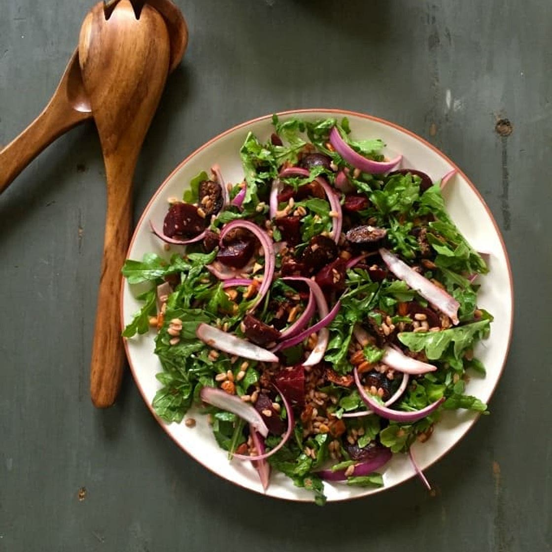 Farro Roasted Beet Arugula Salad
