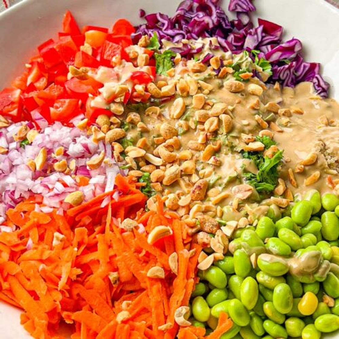 Edamame Crunch Salad with Creamy Tahini Dressing