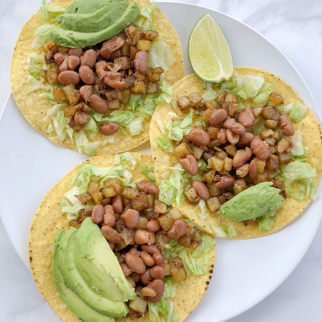 Pinto Bean and Potato Tostadas