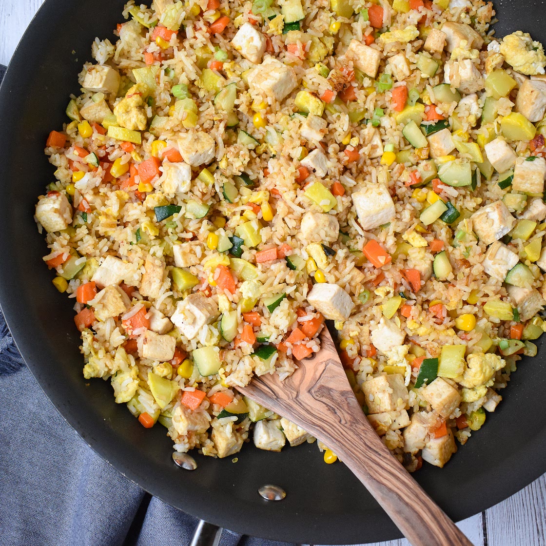 Easy Low-FODMAP 30-Minute Vegetarian/Vegan Fried Rice; Gluten-free