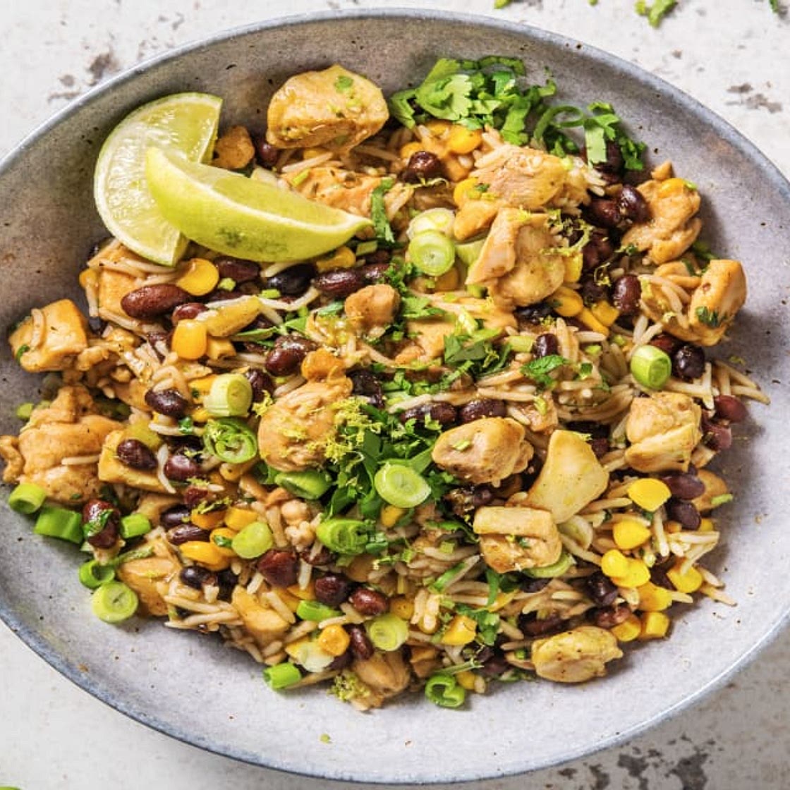 Caribbean Chicken Rice Bowl with Sweetcorn and Black Beans
