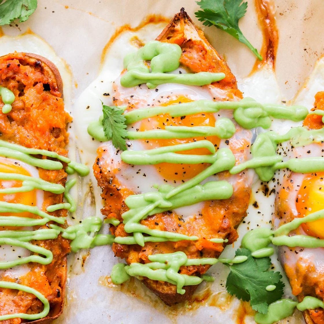 Chorizo Breakfast Twice Baked Sweet Potatoes (Paleo, Whole30)
