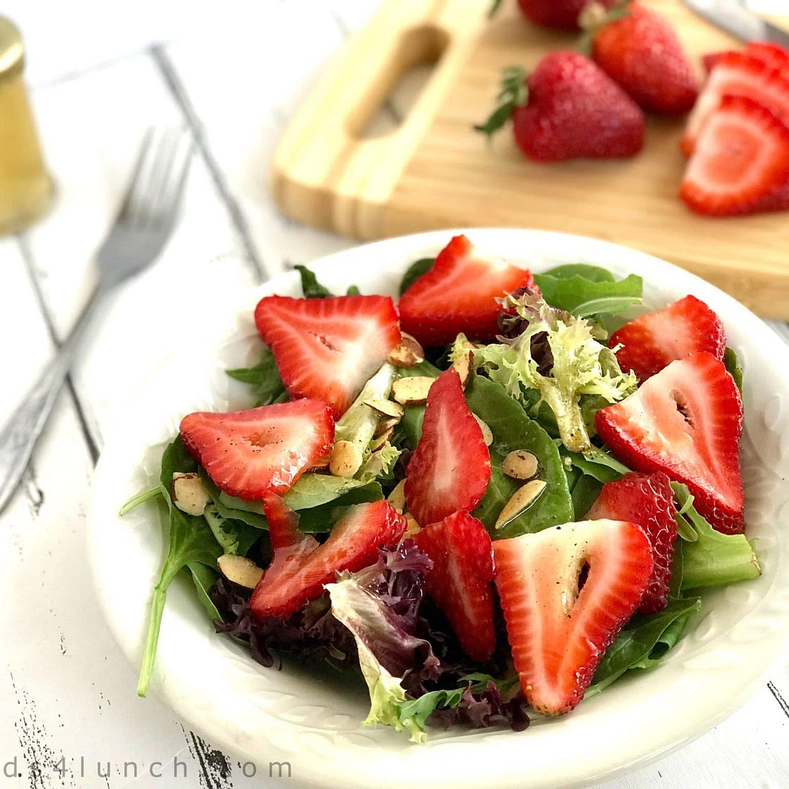 Strawberry Almond Salad with Honey Recipe Vinaigrette Salad Dressing
