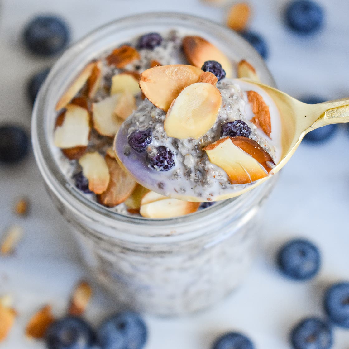 Energizing Low-FODMAP Blueberry Almond Overnight Quinoa; Gluten-free, Vegan