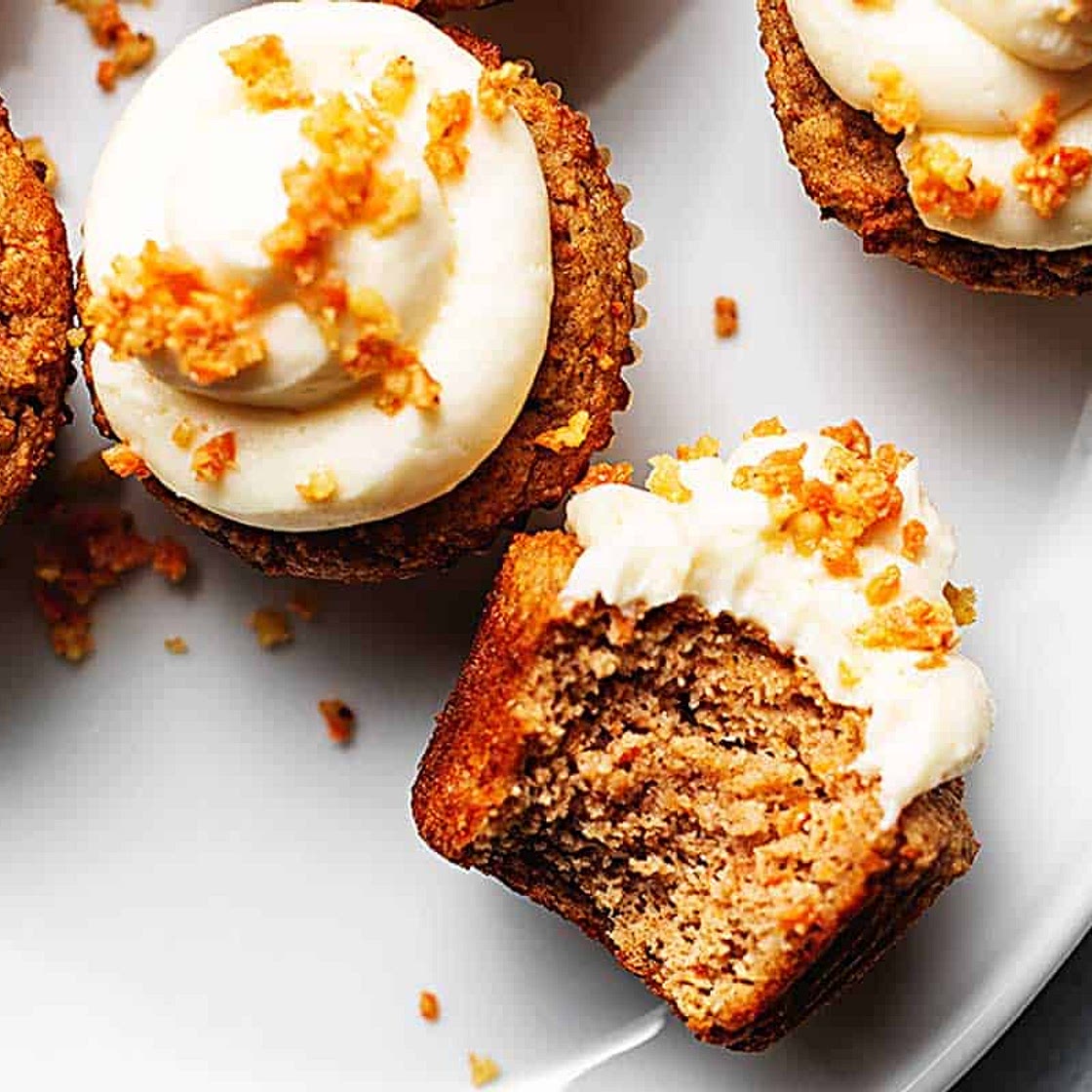 Keto Carrot Cake Cupcakes with Cream Cheese Frosting