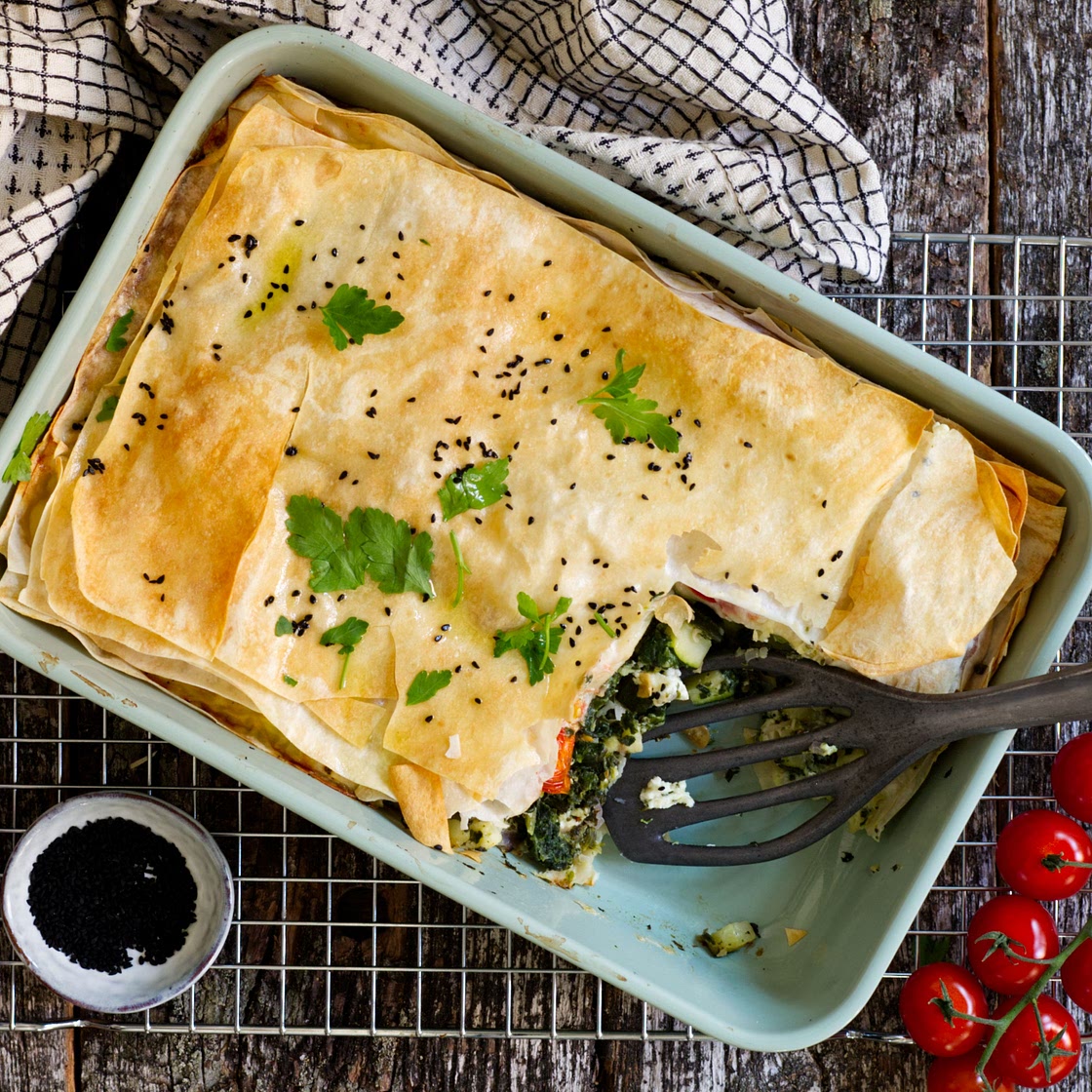 Börek-Lasagne mit Spinat und Feta