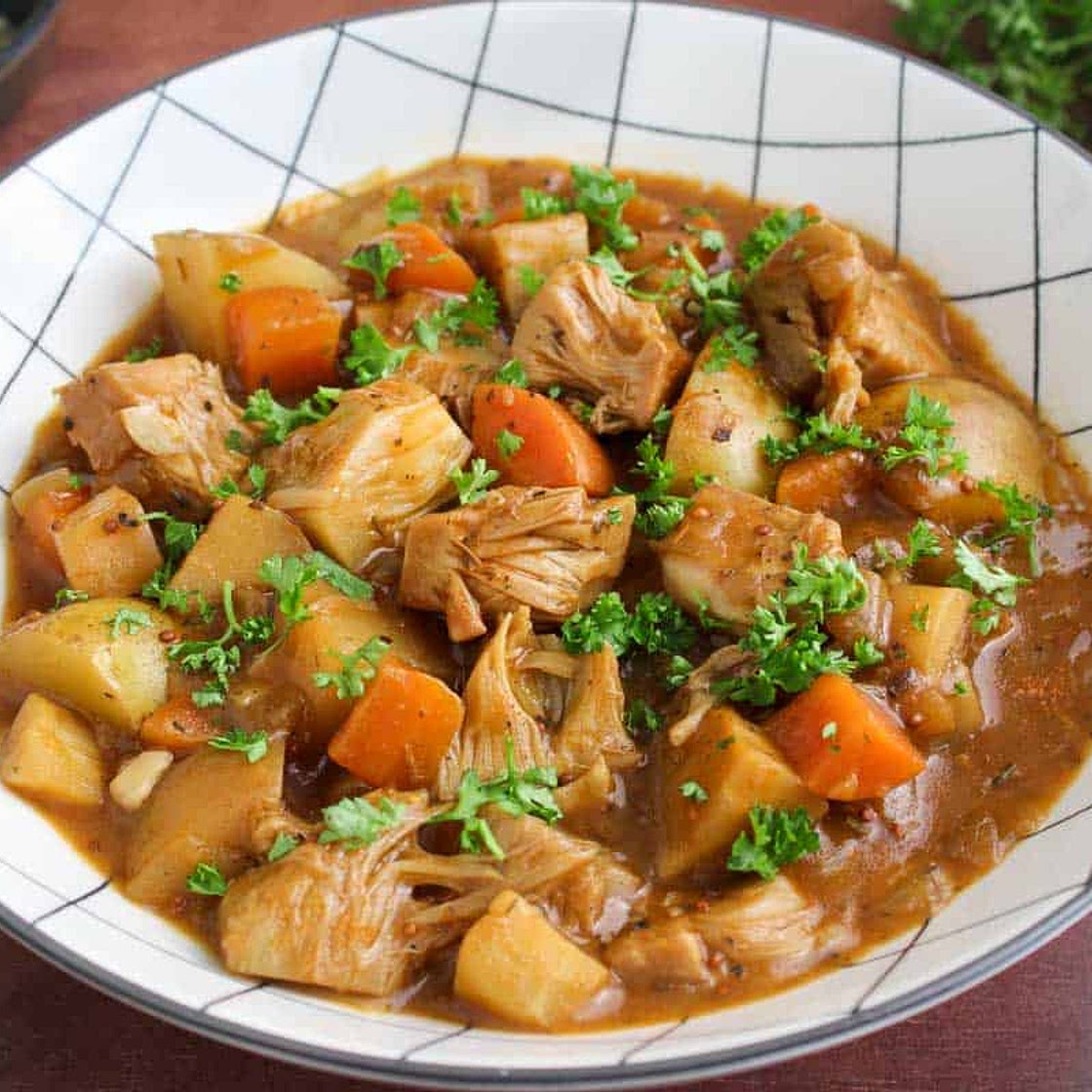 Vegan 'Beef' Stew with Jackfruit and Potatoes