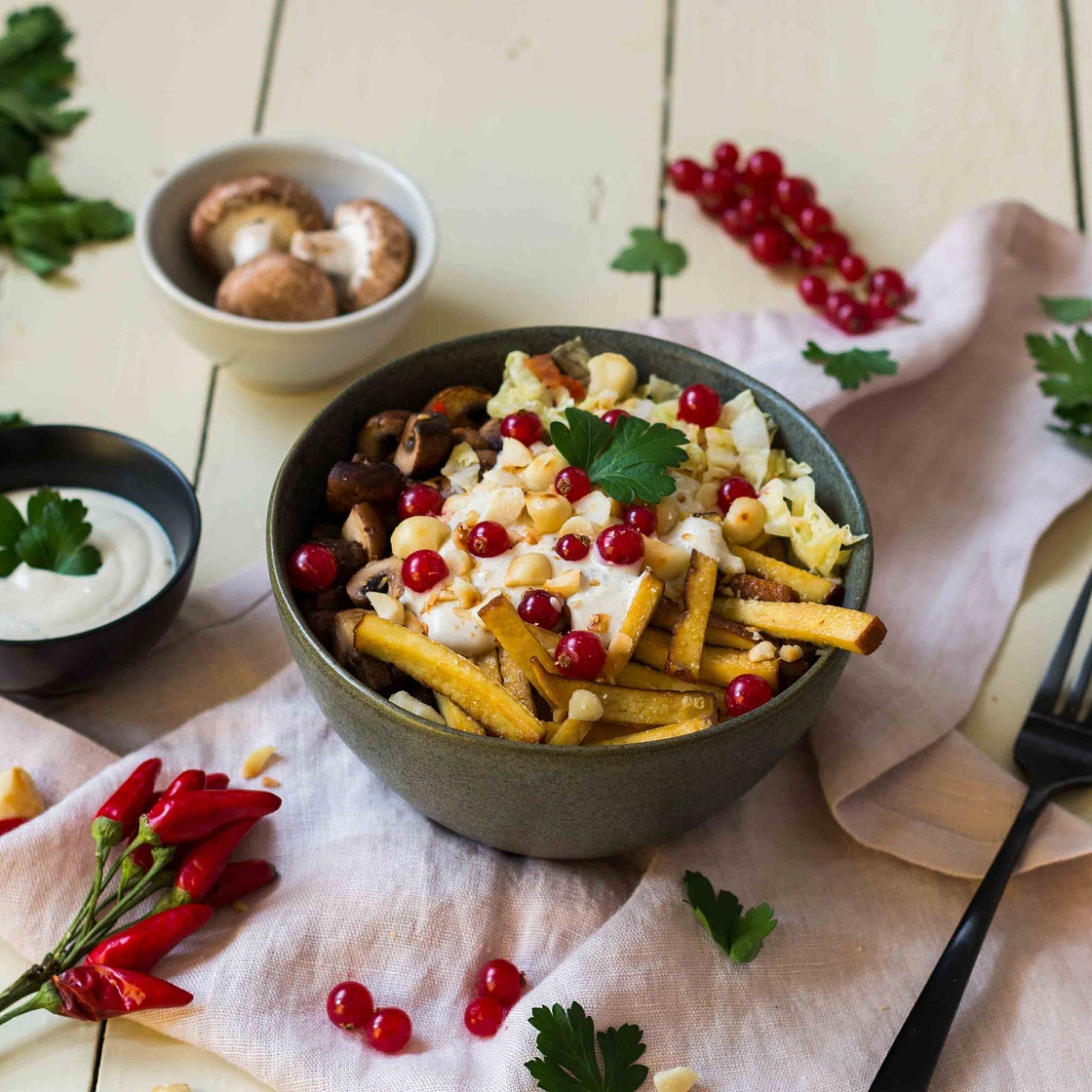 Keto-Bowl mit Pilzen und Chinakohl
