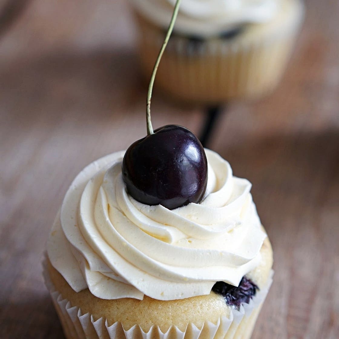 Juicy Cherry Vanilla Cupcakes