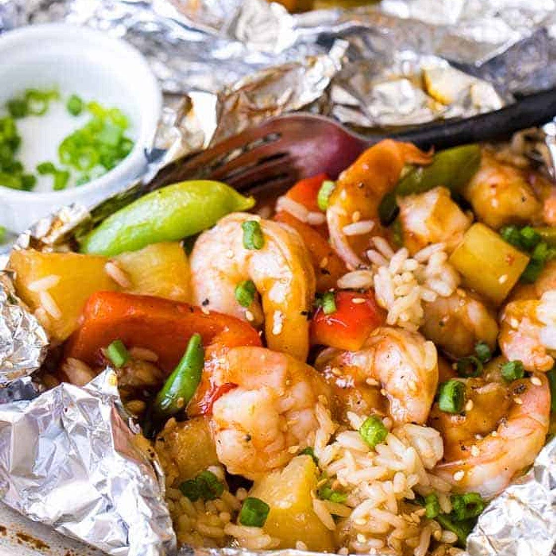Teriyaki Shrimp Foil Packets