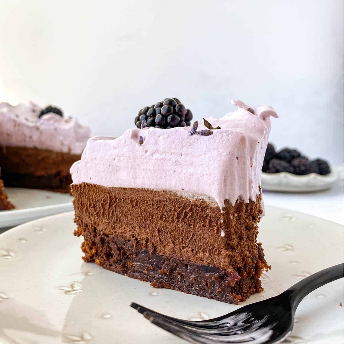 Blackberry Lavender Brownie Pie