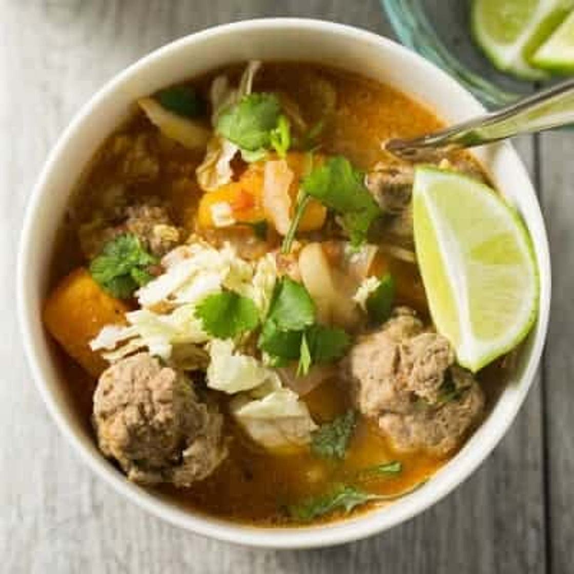 Winter Albondigas Soup with Shredded Cabbage