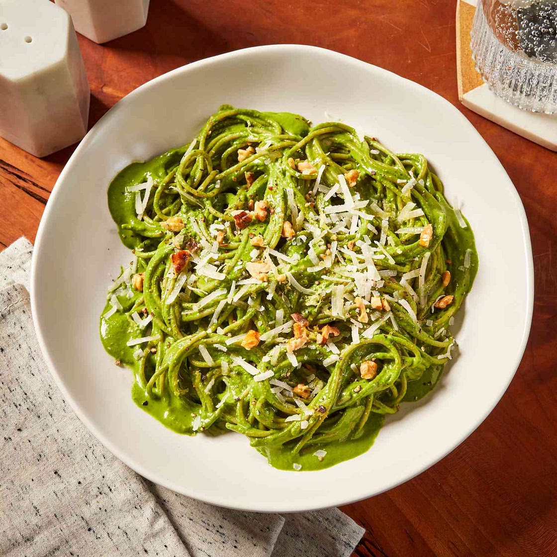 Spaghetti with Creamy Lemon-Spinach Sauce