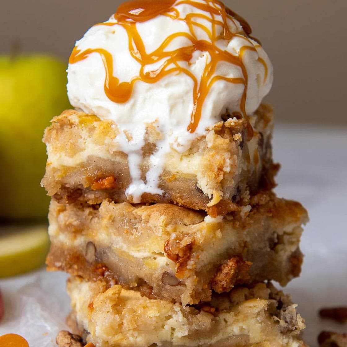 Caramel Apple Blondie Cheesecake Bars