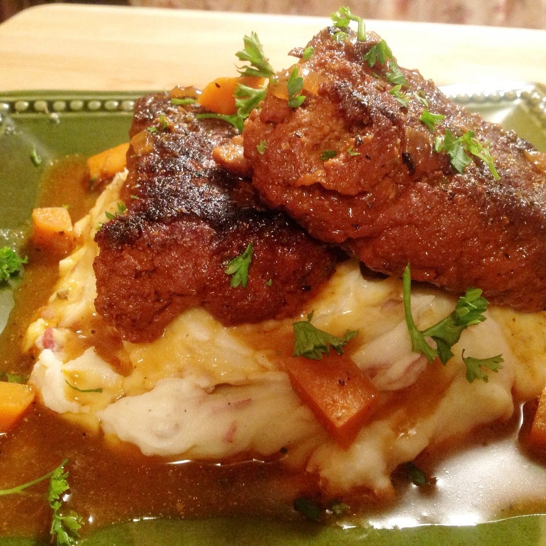 Braised Seitan Short Ribs in Spicy Chili Sauce