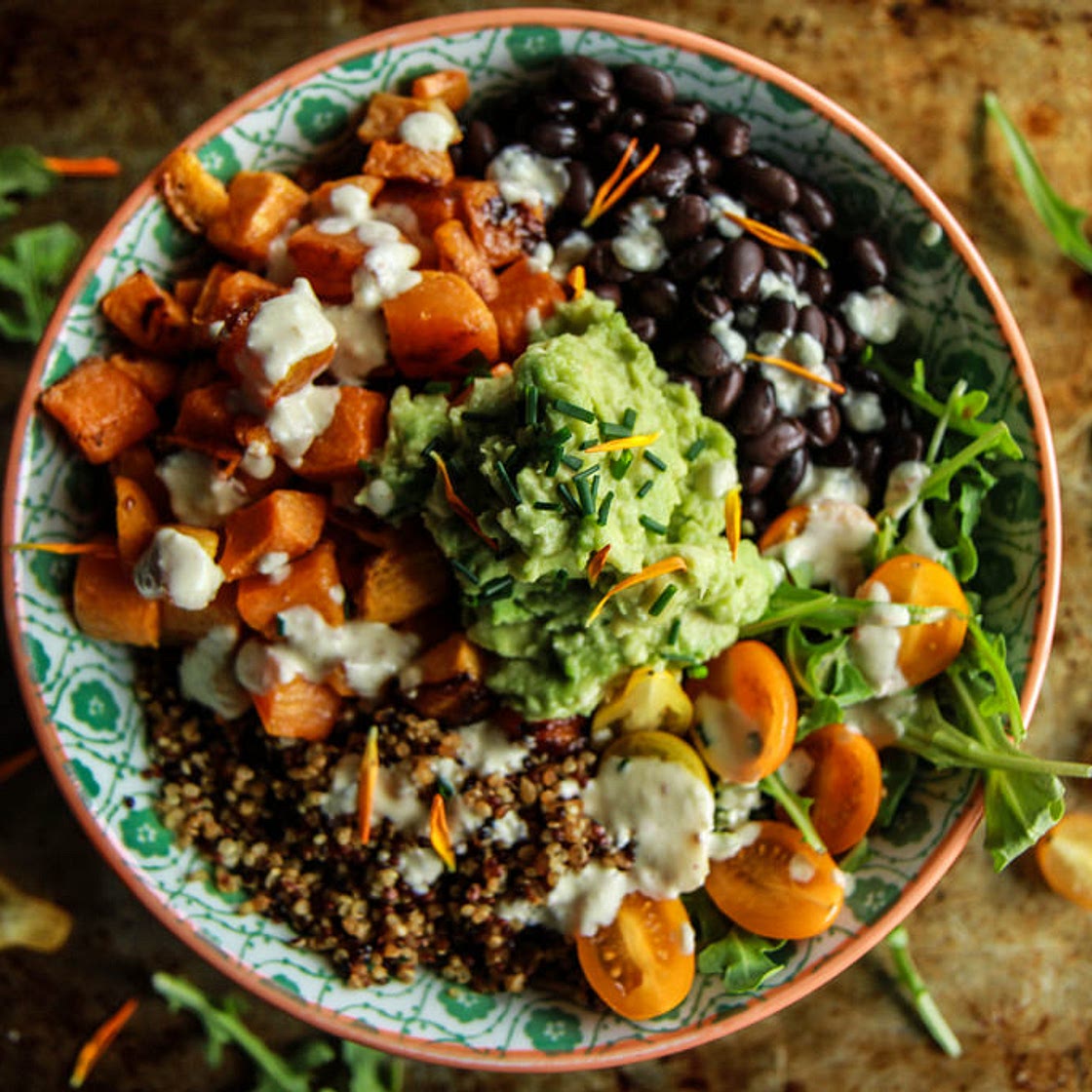 Cuban Quinoa Bowl with Spicy Lemon Cashew Dressing