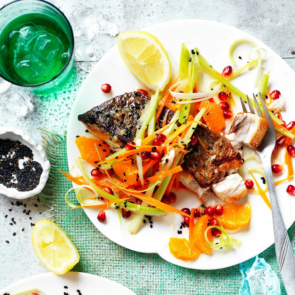 Crisp-skin barramundi with mandarin salsa