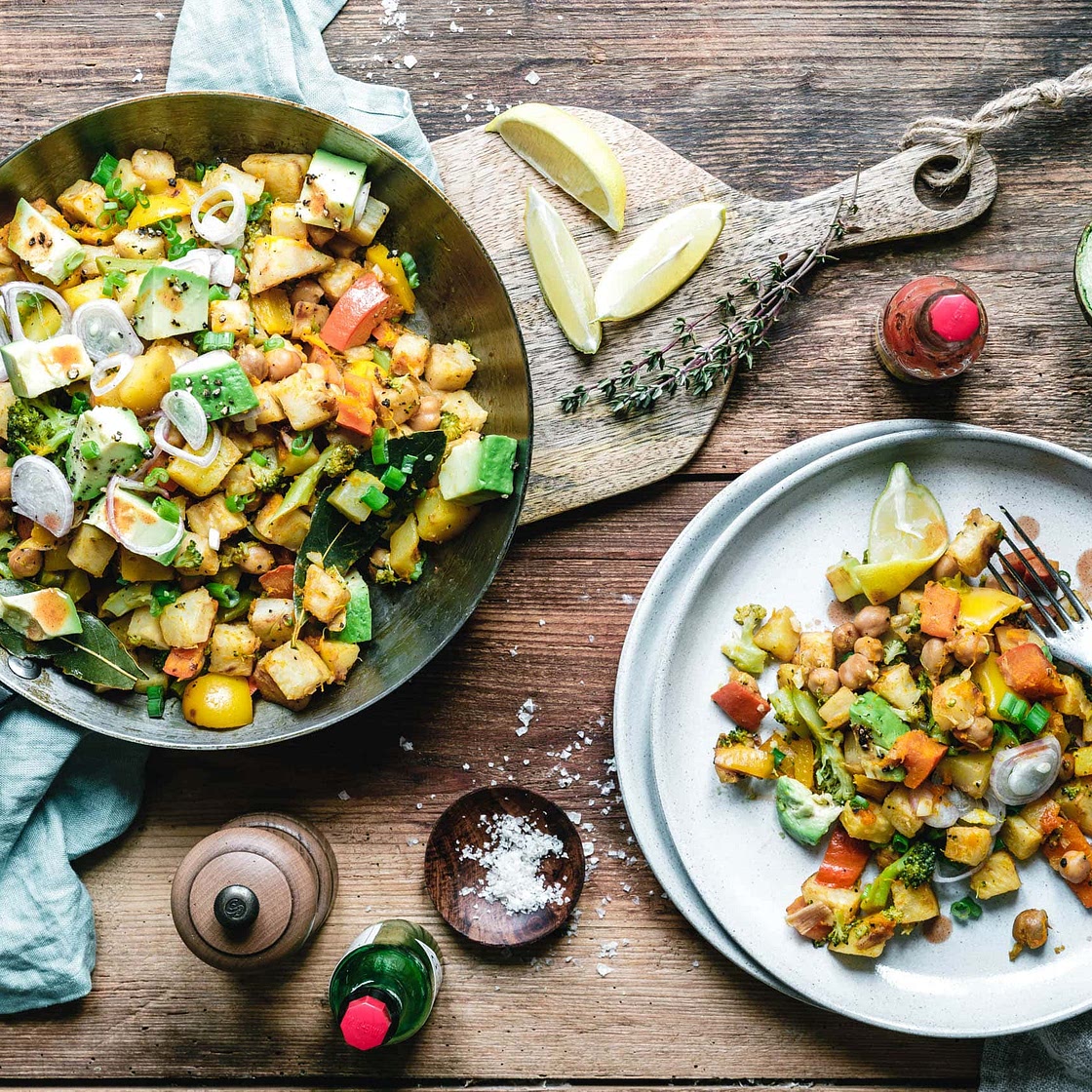 Selleriepfanne mit Kürbis und Kichererbsen
