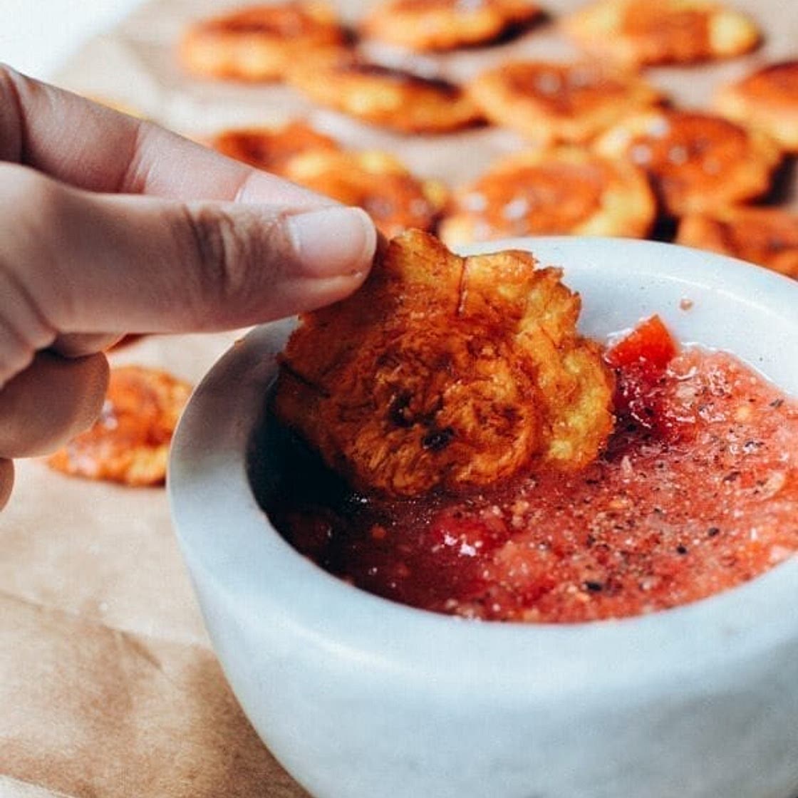 Tostones with Tomato Salsa