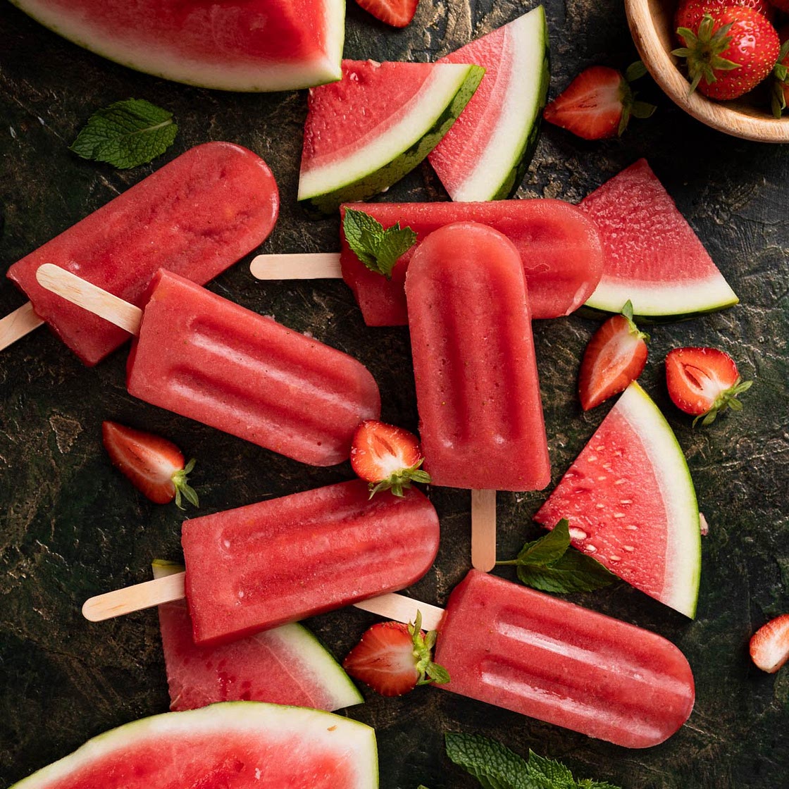 Watermelon Strawberry Popsicles