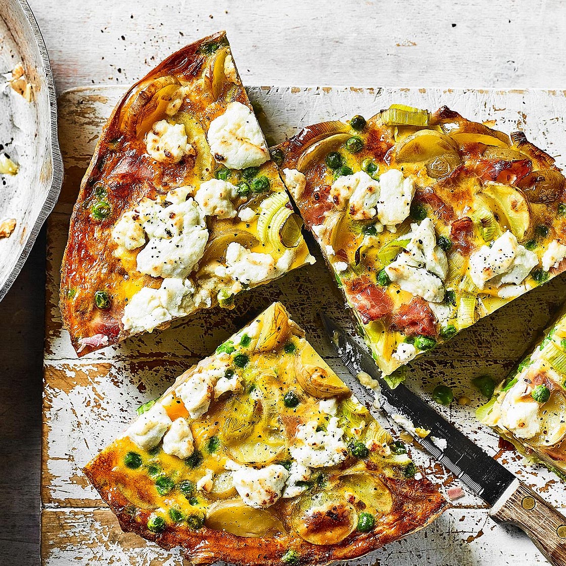 Pea, ham and goats' cheese tortilla