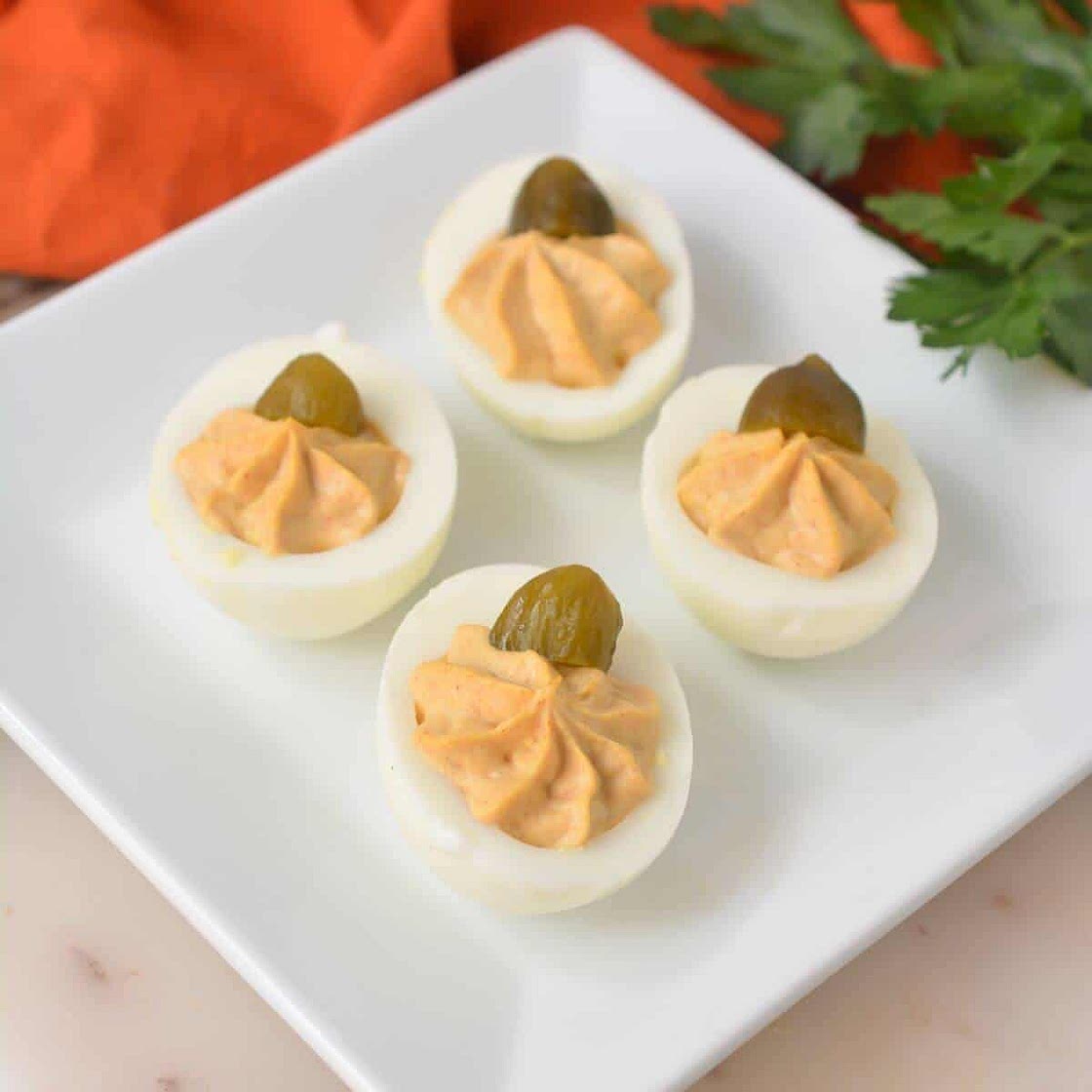 Pumpkin Deviled Eggs (Thanksgiving or Halloween)