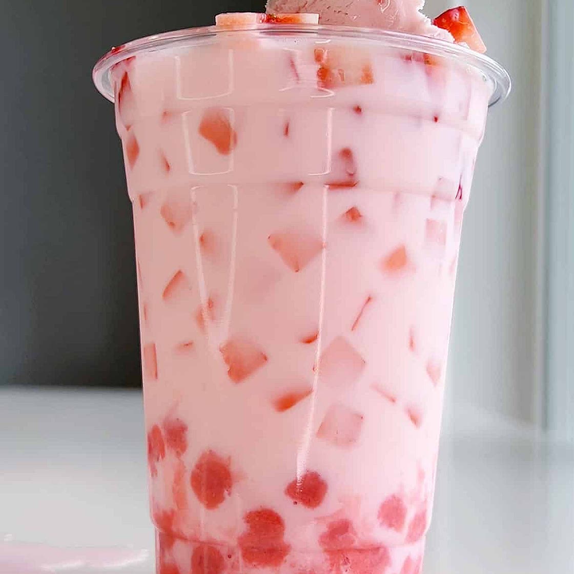 Cornstarch Boba - Strawberry Ice Cream Boba Drink